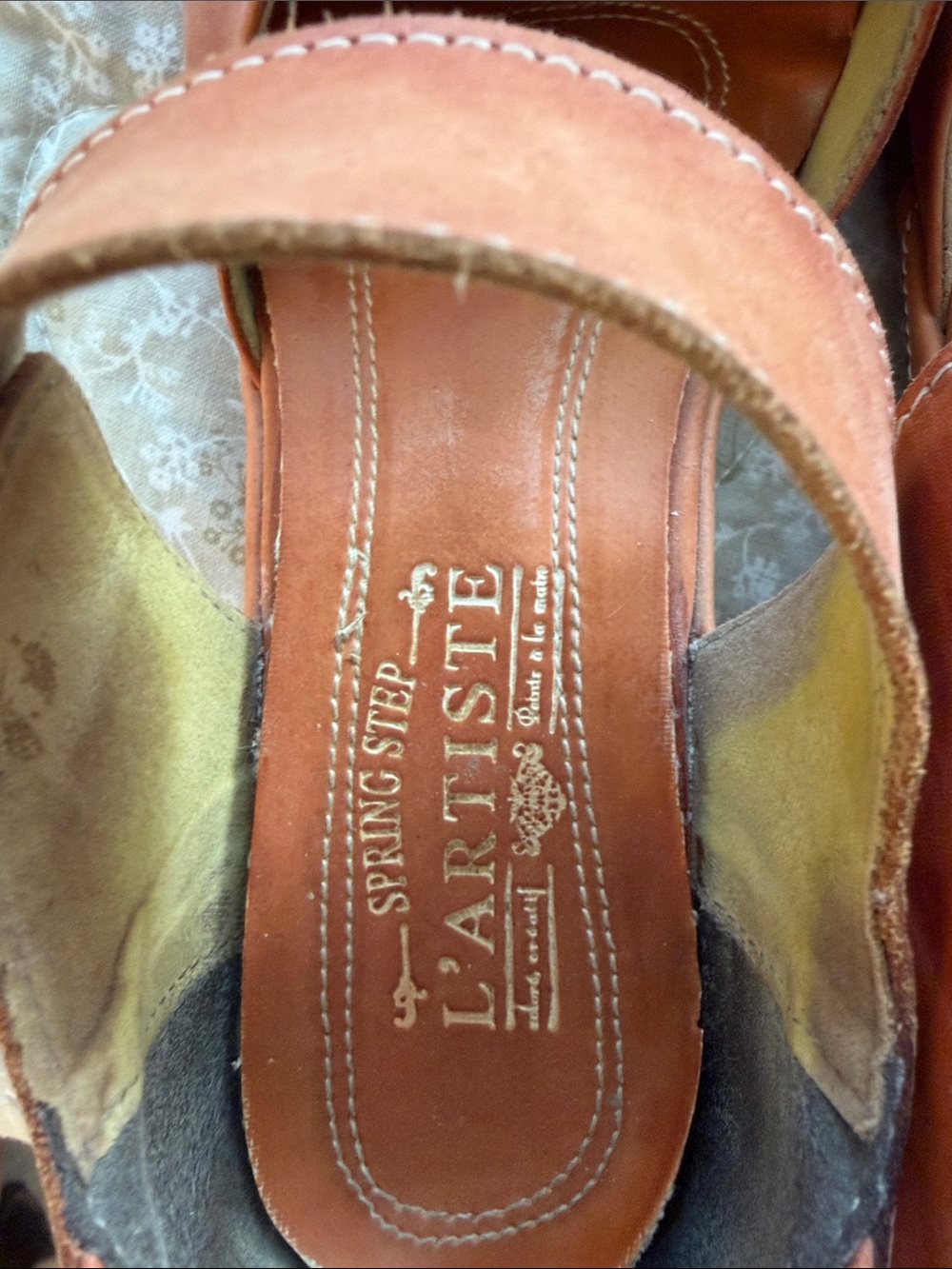 L'ATISTE Women's Leather Mary Jane Mules in Cognac Brown - Picture 2 of 4